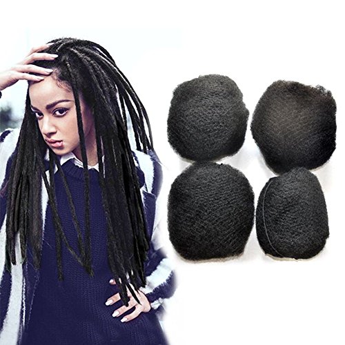 Yonna Hair 4pcs/lot Tight Afro Kinky Bulk Hair 100% Human Hair For DreadLocks,Twist Braids Off Black, #1B,16