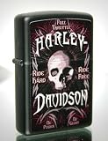 Zippo Lighter, Harley-Davidson® Zippo Full Throttle Lighter. Black body with Ride Hard Ride Free Skull graphicS. 15A-24864