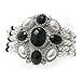 Black White Crystal Stone and Pearl Beads Stretch title=