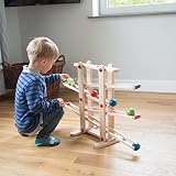 Ultrakidz Naturholz-Kugelbahn Schwubs mit 4 Kugeln und Rollspielzeug - 