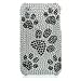 Premium Designer Hard Crystal Snap-on Case for Apple iPhone 3G, 3GS 3G-S - Full Diamond Case with Black Silver Dog Puppy Paws Print