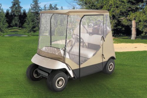 WATERPROOF SUPERIOR BEIGE AND TRANSPARENT GOLF CART COVER COVERS ENCLOSURE CLUB CAR, EZGO, YAMAHA, FITS MOST TWO-PERSON GOLF CARTS WATERPROOF SUPERIOR BEIGE AND TRANSPARENT GOLF CART COVER COVERS ENCLOSURE CLUB CAR, EZGO, YAMAHA, FITS MOST TWO-PERSON GOLF CARTS