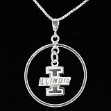 Dayna U Illinois Fighting Illini Sterling Silver Open Drop Necklace