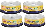 STAPLES (4) 25PK DVD+RW 4.7GB 4X 120min Total of 100 Disks