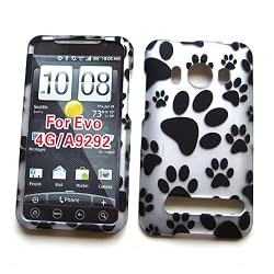 For HTC EVO 4G (Sprint) Snap-on Protector Hard Case Image Cover "Paw Prints" Design
