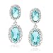 Sterling Silver Double Oval Simulated Blue Topaz & Cubic Zirconia Drop Earrings by Cheline