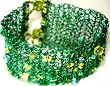 Crochet Beaded Peridot Green Glass Seed Bead Cuff Bracelet "Beautiful One" - Fair Trade