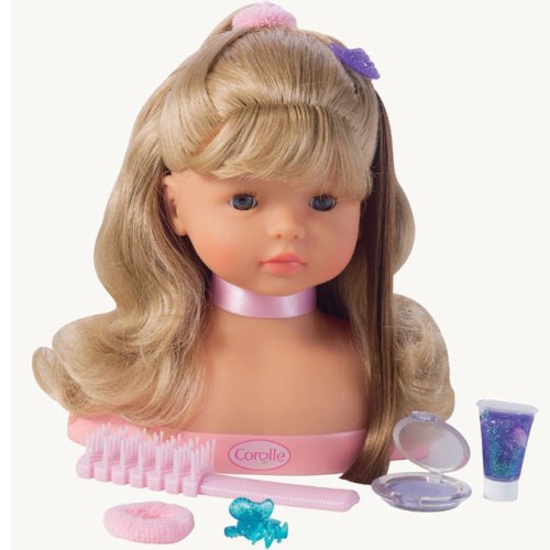 Childrens Toyshop  Toys : Corolle Hairstyling and Makeup Head - 9" Tall with Rooted Blonde Hair and Blue Eyes