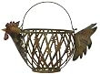 Painted Wire and Tin Hen Egg Pail 16" x 6" x 7"