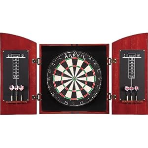 Harvil Solid Wood Dark Cherry Dartboard Cabinet Set by 