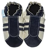 Jack and Lily 0-6 mos Cream / Navy Trainer