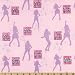 All Products : 44'' Wide Hannah Montana Pop Rock Glam Silhouette & Bubbles Lilac Fabric By The Yard