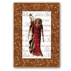 What Child is This ... with Angel - 5" x 7" Vellum Overlay Christmas Greeting Card
