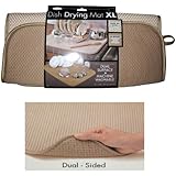 The OriginalTM Dish Drying Mat XL Microfiber, Absorbent, Machine Washable, Fast Drying 18"X24" DUAL SURFACE (TAN)