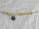 Gold Charm Bracelet- Black Infinite Loop and Pearl Design