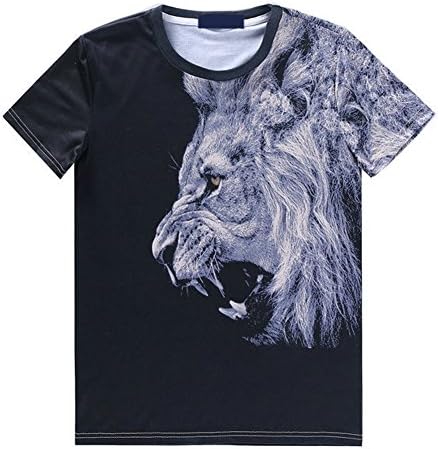 Yiano Men's 3D Graphic Lion Pattern Short Sleeve T-Shirt #2 XX-Large