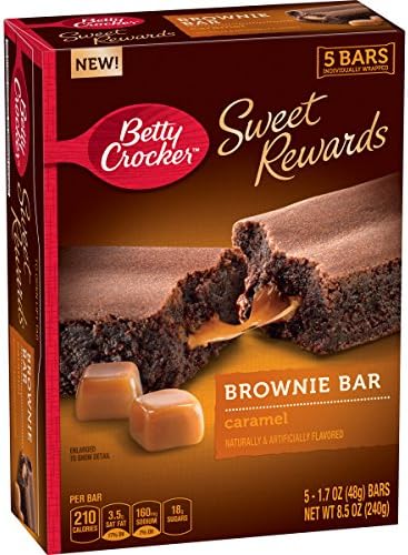 Betty Crocker Baking Sweet Rewards Bars, Caramel Brownie, 5 Count - 1.7 oz (Pack of 12)