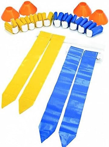 Sklz 10 Man Flag Football, Deluxe Set, Velcro Flags and Markers, Yellow and Blue
