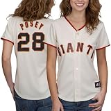 MLB Women's San Francisco Giants Buster Posey Ivory Home Short Sleeve 5 Button Synthetic Replica Baseball Jersey by Majestic (Ivory, Medium)