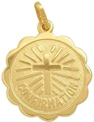 14 Karat Gold High Polish Religious Confirmation Medal Medallion with chain