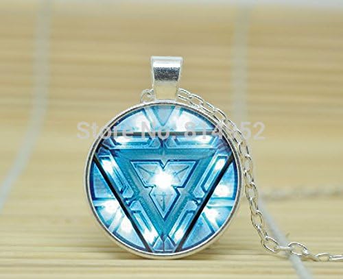VintaStore Art Glass Necklace Iron Man Arc Reactor Jwelry Necklace Iron Man Pendent Tony Stark Arc Reactor Pendant Necklace a4009