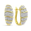 0.50 Carat Diamond Sterling Silver Gold Plated Hoop Earrings