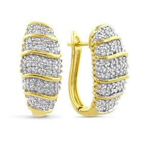 Buy 0.50 Carat Diamond Sterling Silver Gold Plated Hoop Earrings by Netaya