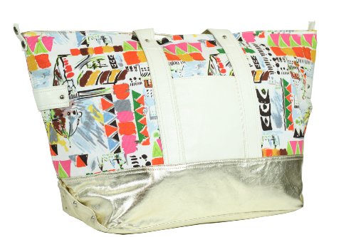 Phyn&egrave;s Paris XXXL Shopper / Handtasche in Wei&szlig; Bunt