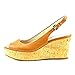 MICHAEL Michael Kors Natalia Leather Peep-Toe Wedge Sandals, Luggage, Size 7.0
