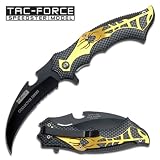 Tac-Force Carbon Spider Assisted Action Open Karambit Knife - Gold