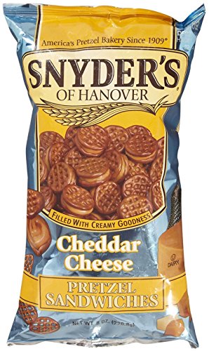 Snyders of Hanover Cheddar Cheese Pretzel Sandwiches - 8 oz. bag, 12 per case