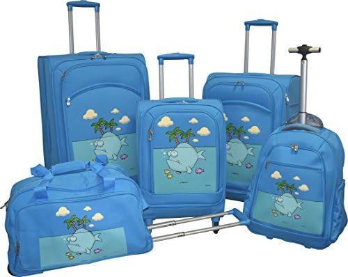 Ed Heck Lightweight 5-PC Spinner Luggage Set (Sky Blue-Big Fish)
