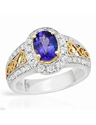 14K Two-Tone Gold Tanzanite and Diamond Ring -- LIFETIME WARRANTY