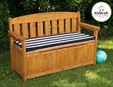 For Kids Only, Inc. Outdoor Storage Bench with Navy Stripe Cushion