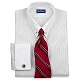 Paul Fredrick White Eyelet Collar \ French Cuffs Black \ White Dress Shirt