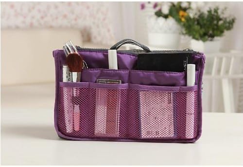 Women Lady Handbag Purse Organizer Insert Multi-function Cosmetic Storage Mp3 Ipad Mini3 Bag in Bag 10 Color (Purple) - XB01009