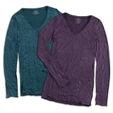 Majestic Crinkled Cotton/Cashmere 3/4 Sleeve V-Neck