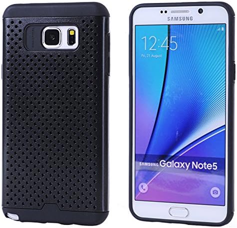 Galaxy Note 5 Case, Faypro® Armor Mesh Dual Layer Shell Cover Hybrid PC Silicone Shockproof Hard Soft Skin Case for Samsung Galaxy Note 5 (Black)