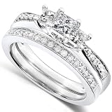 5/8 Carat TW Three-Stone Princess Diamond Wedding Ring Set in