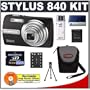 Olympus Stylus 840 8MP Digital Camera with Image Stabilized 5x Optical Zoom (Black) + Olympus M-2GB xD-Picture Card + USB Card Reader + Spare Li-42B Battery for Olympus + Compact Padded Camera Case
