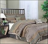 Nanshing Cara Queen 7-Piece Jacquard Comforter Set, Taupe
