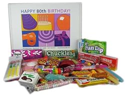 80th Birthday Gift Basket Box of Retro Candy