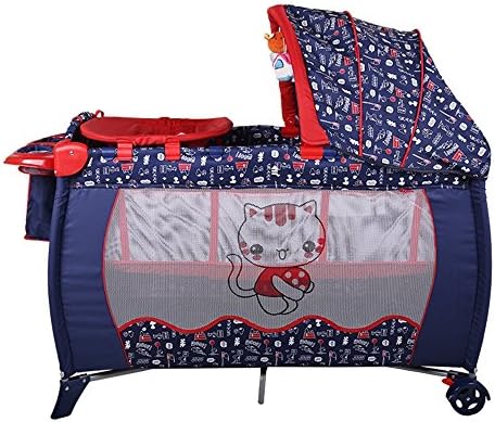 DarlingWorld Bair Multi-functional Pack'n Playard Bassinet with Automatic Fordable Feet,BR03 (Blue)