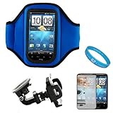 Blue Moisture Resistant Neoprene Sports Active Workout Armband with Adjusta ....