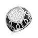 EDFORCE Nice Ring With Genuine Crystals Beautifully Crafted in Black Enamel and Stainless steel. Total item weight 9.7g - Size 7 (Size 8)