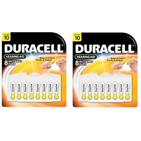 Duracell 1.4 Volt Zinc Air Hearing Aid Batteries Size 10 DA10B8 (2 Pack) 16 Batteries Total