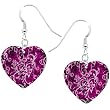 Heart Pink Graffiti Pink Hibiscus Earrings