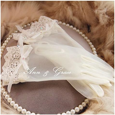 Lace Flower Short Bridal Gloves, Vintage Inspired Lovely Rhinestone Elegant Gloves