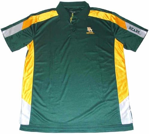 Baylor Bears Chiliwear Green Yellow Ribbed Performance Golf Polo T-Shirt (L)