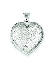 Sterling Silver Scrolled Heart Locket Jewelry 26mm